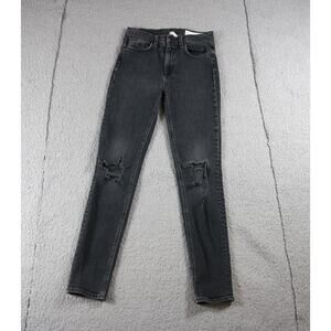 Rag and Bone Jeans Womens 25 Black High Rise Ankle Skinny Distressed Denim